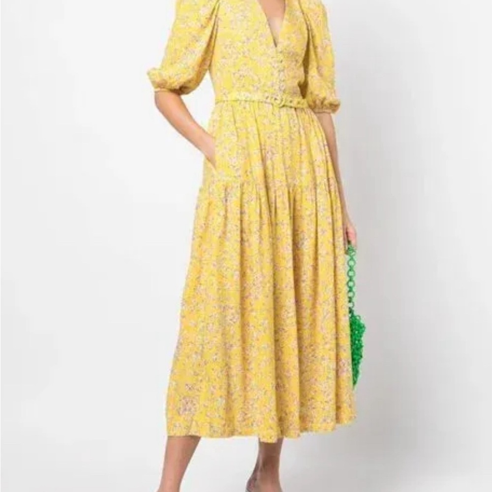NICOLAS yellow, floral,A line dress